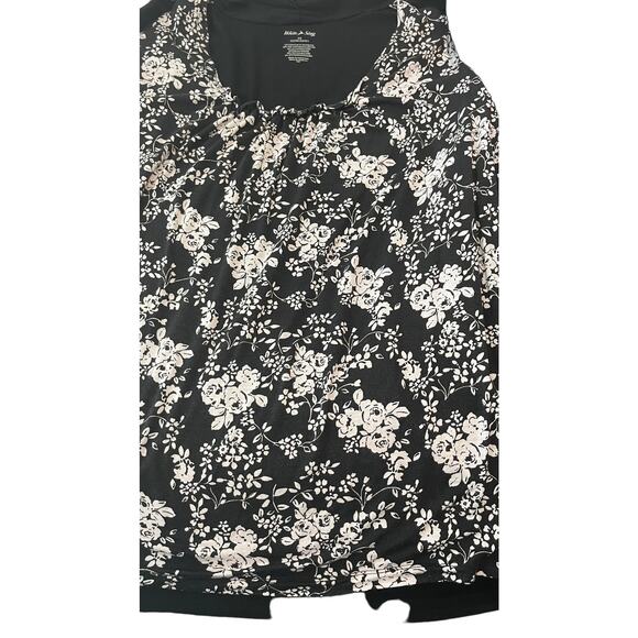 WHITE STAG 3/4 SLV OPEN-FRONT BLOUSE WITH TANK, WOMENS, 3X, BLACK W/WHITE FLORAL - Picture 7 of 10
